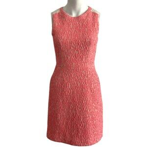 Whistles Dress Women Size 4 Peach Jacquard Sleeveless Mini